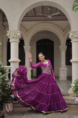 Navratri Purple Leheriya Outfit