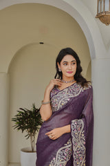 Designer party wear saree with mono silk blouse