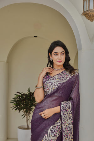 Designer party wear saree with mono silk blouse