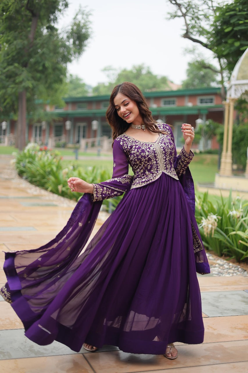 ethnic gown with dupatta