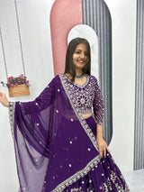 purple embroidered lehenga