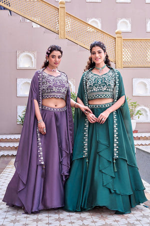 Festive lehenga outfit with heavy sequence and moti work for women