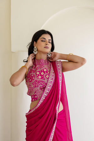 Party wear embroidered saree for women