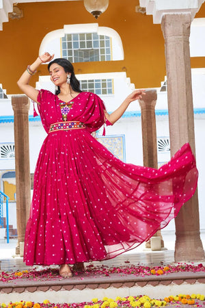 Georgette ethnic gown for wedding wear

