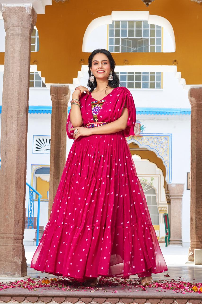 Party wear mirror work ethnic gown for women

