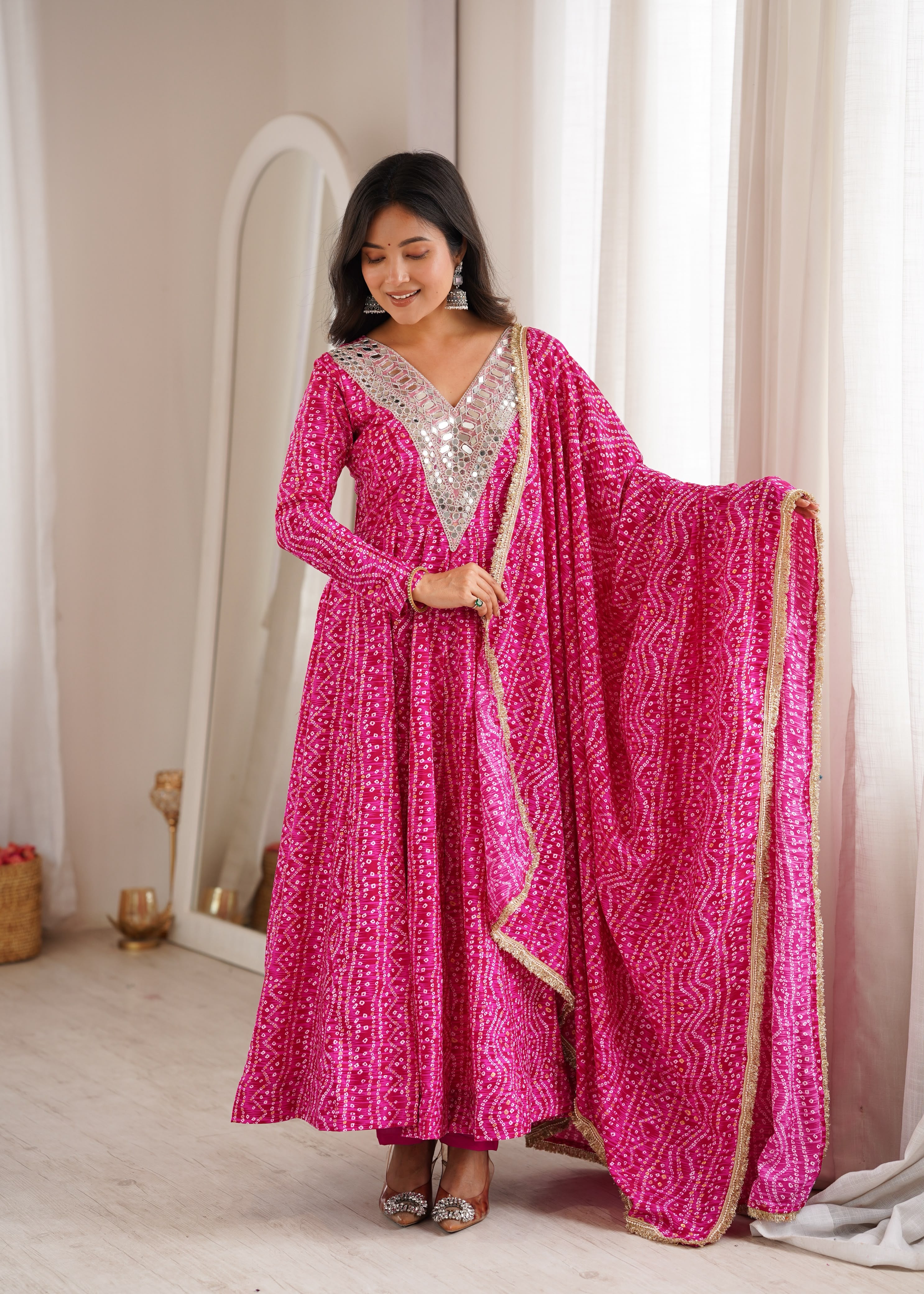 Elegant Party Wear Pink Gown Set