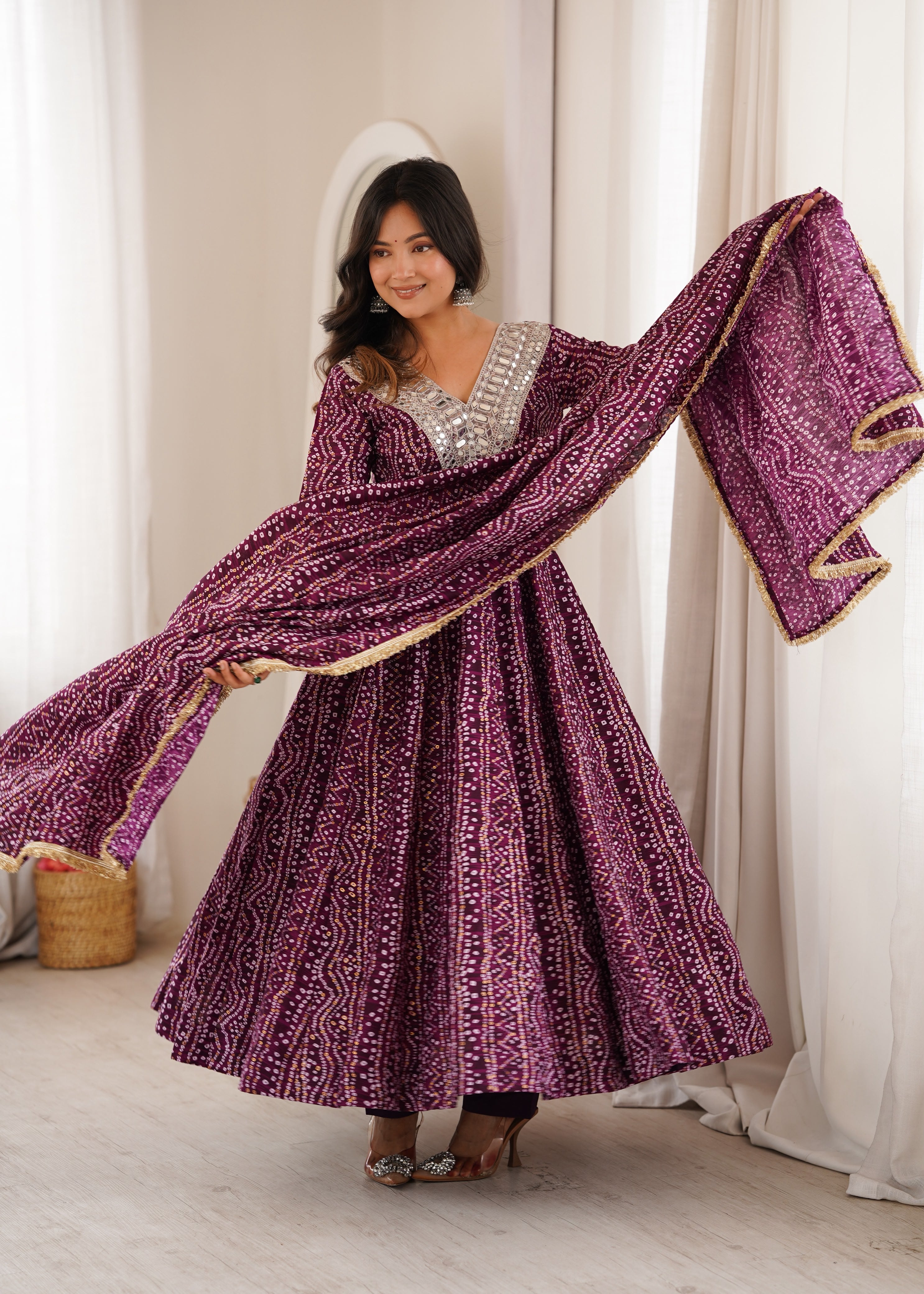Women's party wear mirror embroidery dress