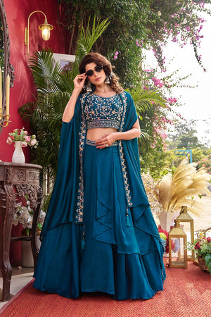 blue-party wear lehenga choli india