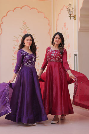 designer long sleeve Anarkali dress