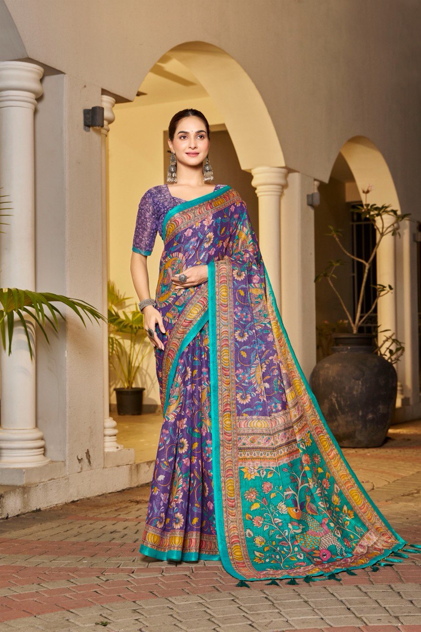 Elegant peacock floral saree for festive wear
