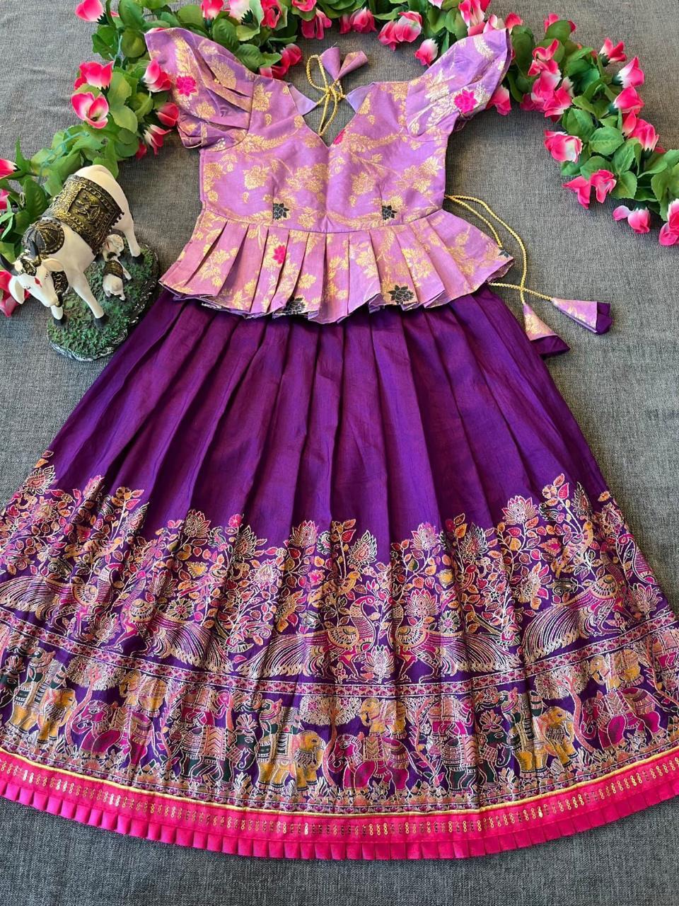 meenakari work lehenga for girls vastralyn online