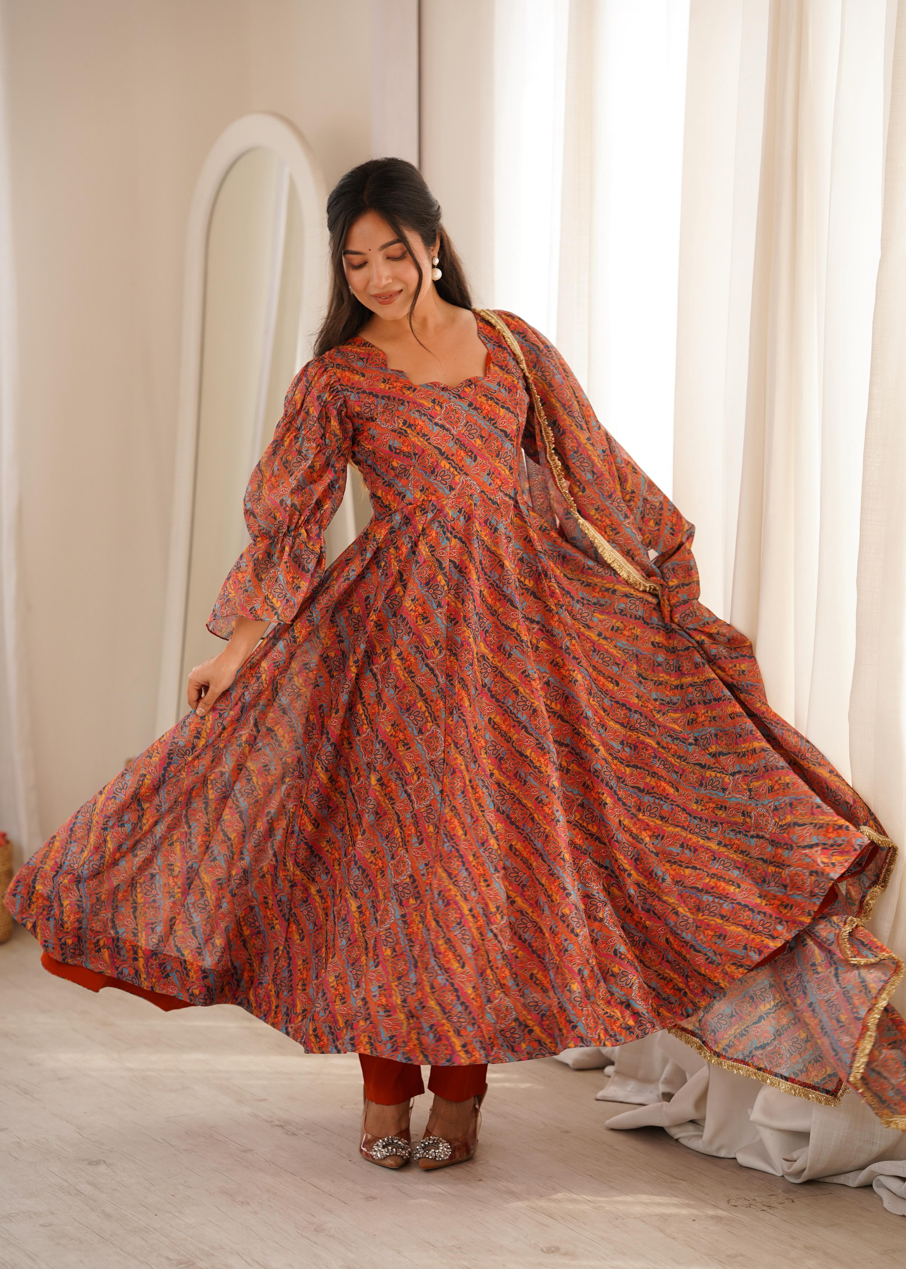 Party Wear Floral Printed Gown Set