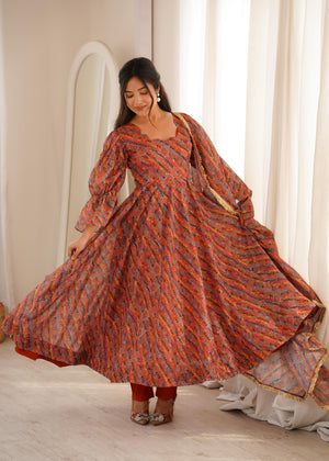 Party Wear Floral Printed Gown Set