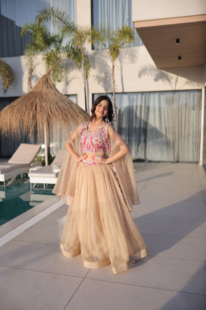 Wedding wear beige lehenga choli set