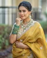 Bridal ethnic wear silk saree close-up