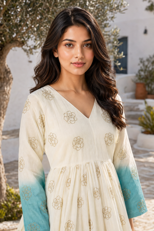 Sky blue Party wear designer gown with 3.5 meter flair