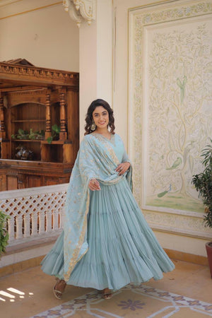 sky blue gown set