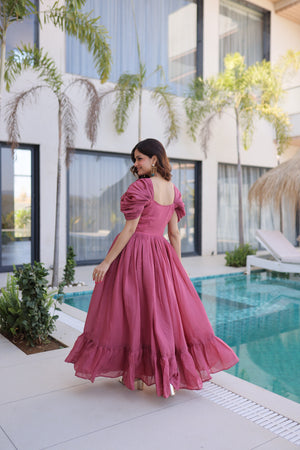 rose pink designer gown for wedding and festive use