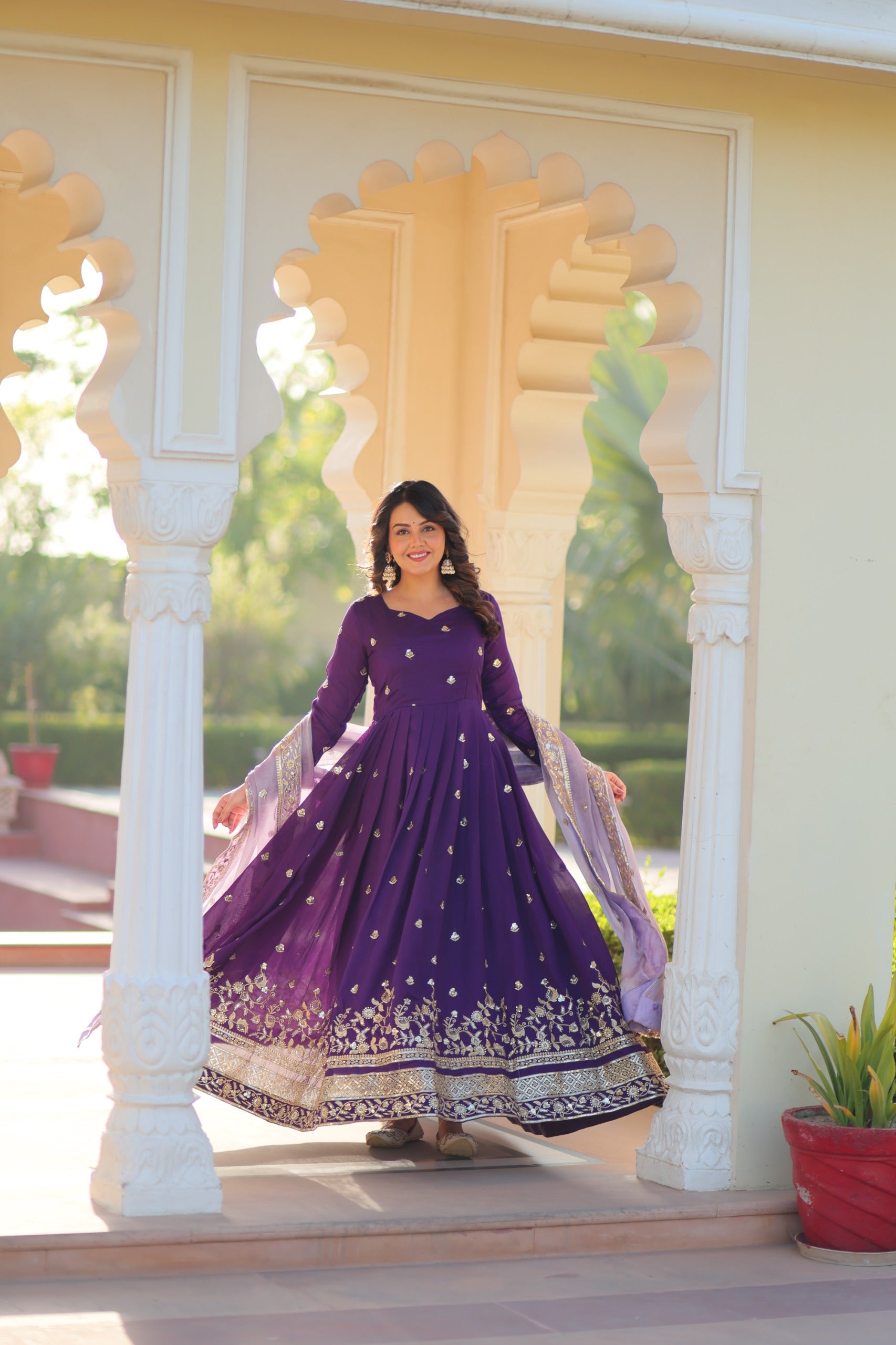 Purple Long Gown for Wedding Functions
