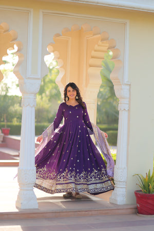 Purple Long Gown for Wedding Functions