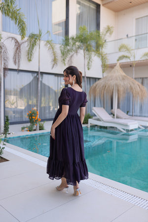 Festive wear stitched gown with 7 meter flair
