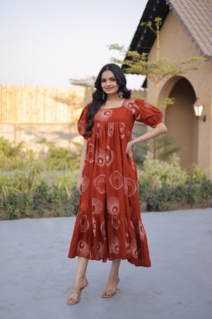 Printed kurti with frill pattern hem