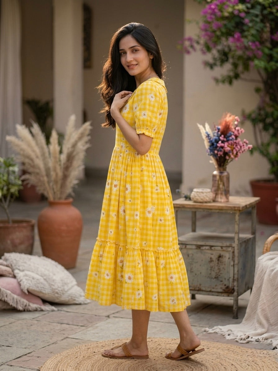 muslin silk gingham kurti for women