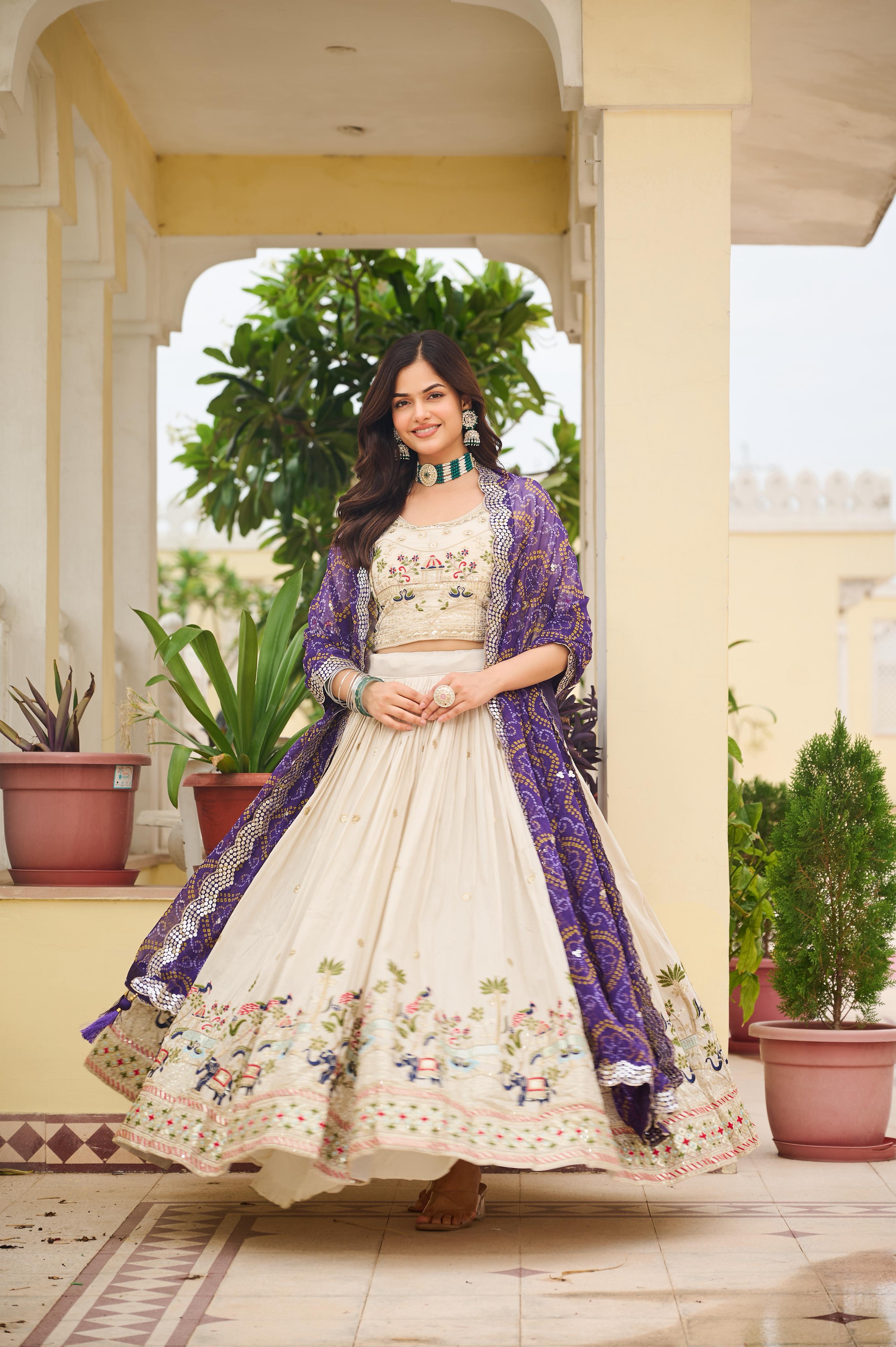 Pure Tissue Silk Lehenga Choli for women online vastralyn store