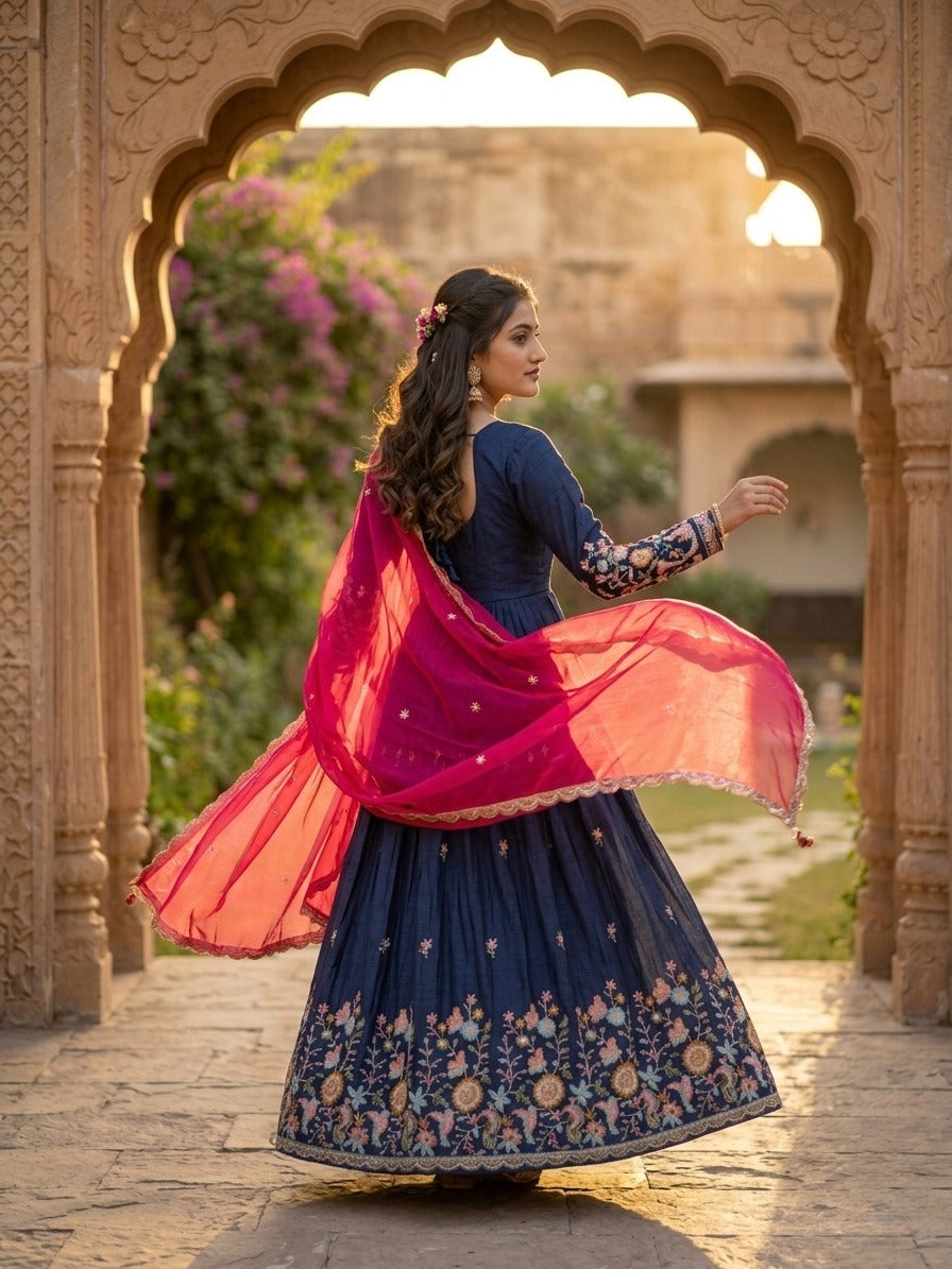 Heavy sequins embroidered ethnic gown for wedding