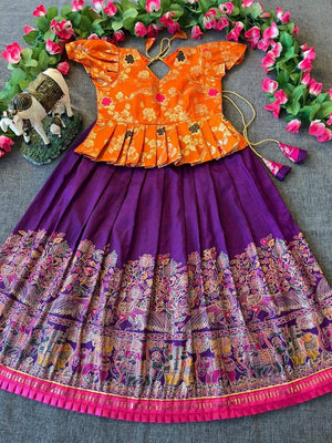Kids pashmina dola silk lehenga choli