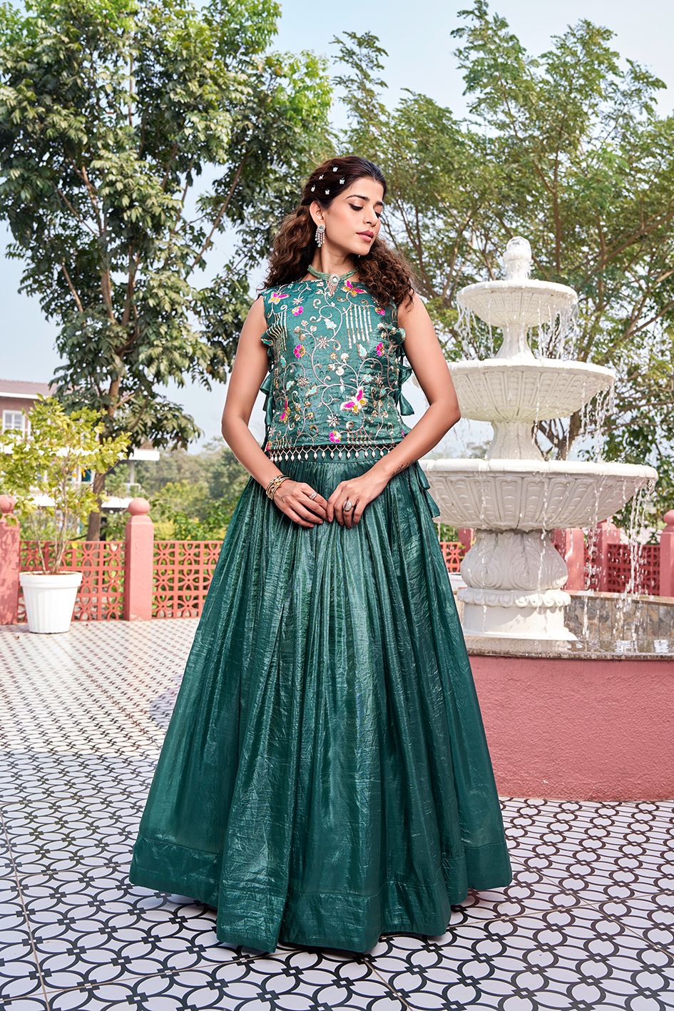 buy Festive gold crush lehenga outfit online
