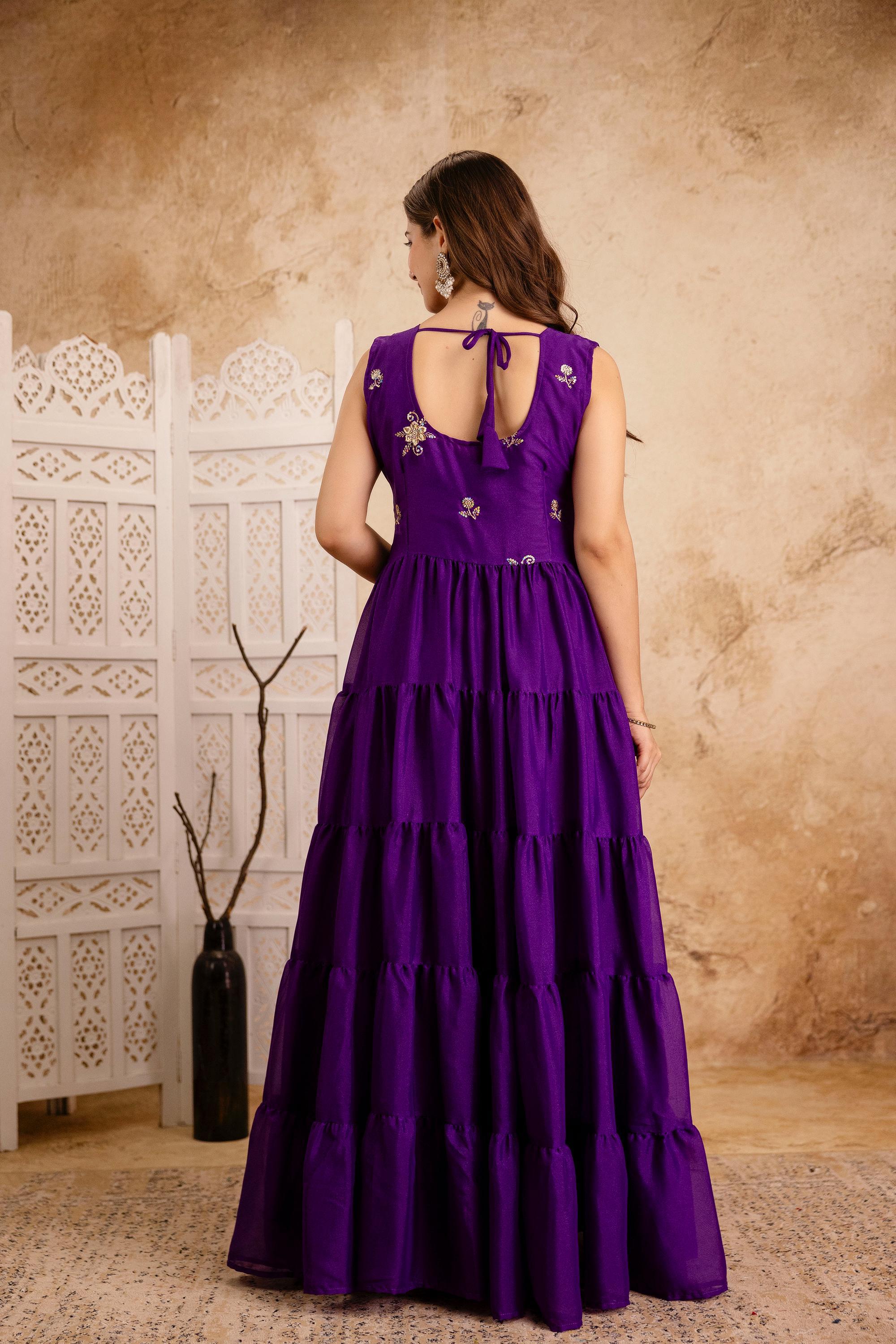 Close-up of heavy star georgette fabric with delicate embroidery