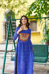 Blue Georgette Bandhej Kurti for Women
