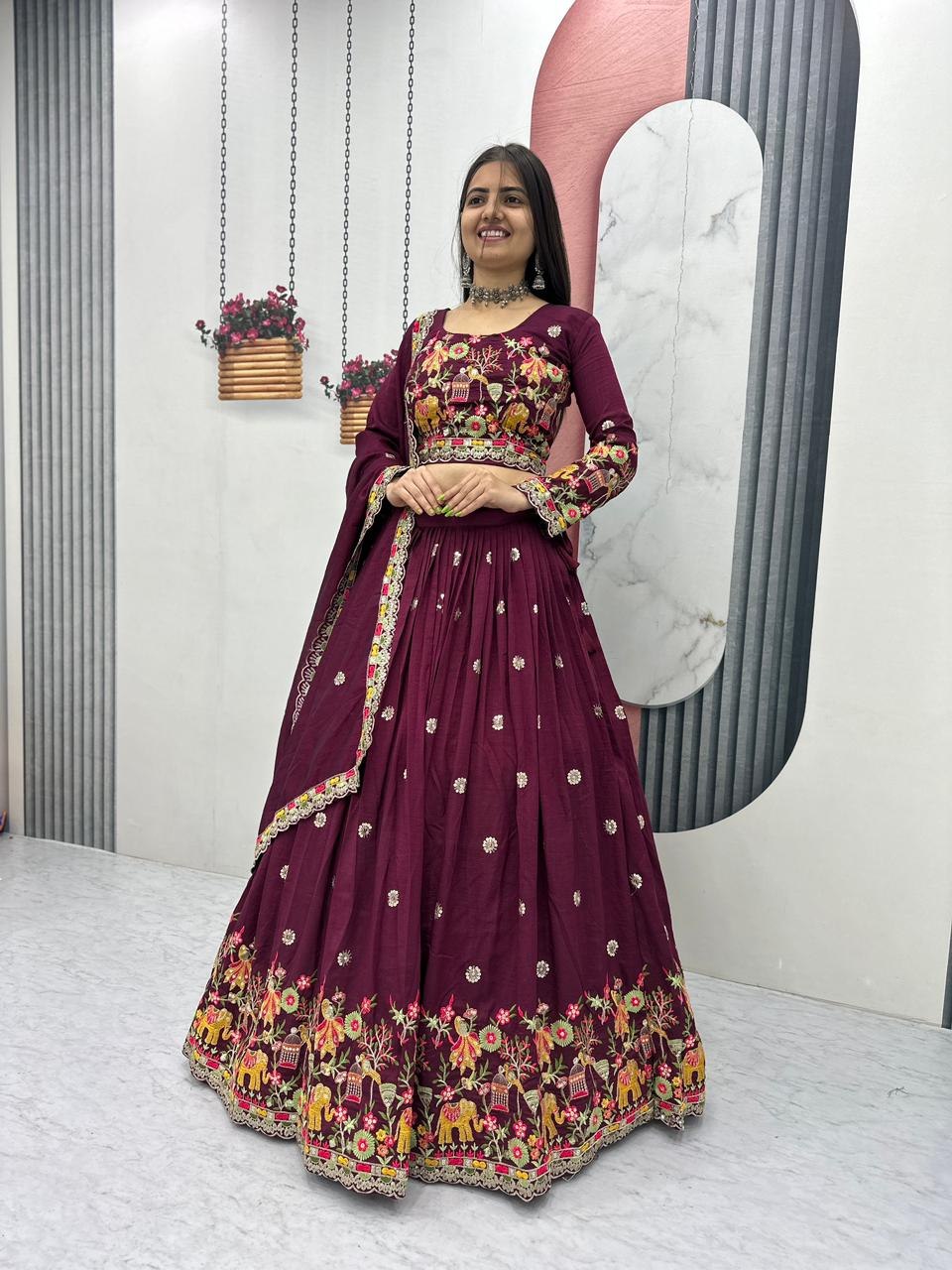 vastralyn purple lehenga choli set online store