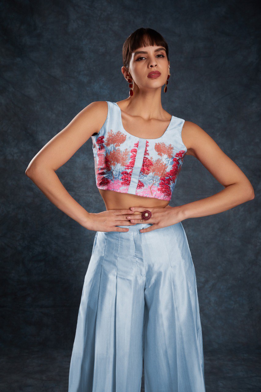  satin crop top and pants