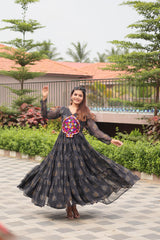 Gamathi Work Real Mirror Faux Georgette Anarkali Gown Set 🌟