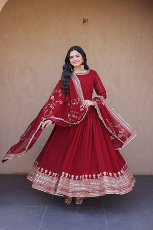 Festive wear maroon gown 2026 collection