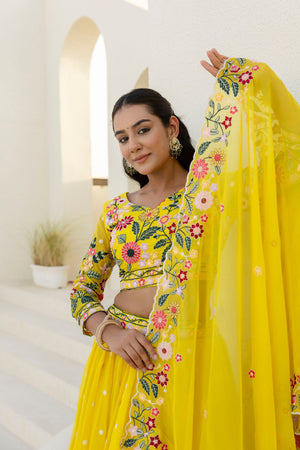 yellow lehenga with dupatta