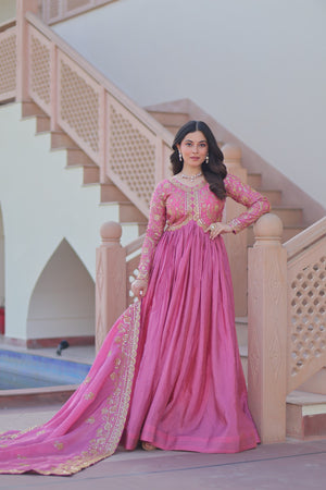  Embroidered Gown Set