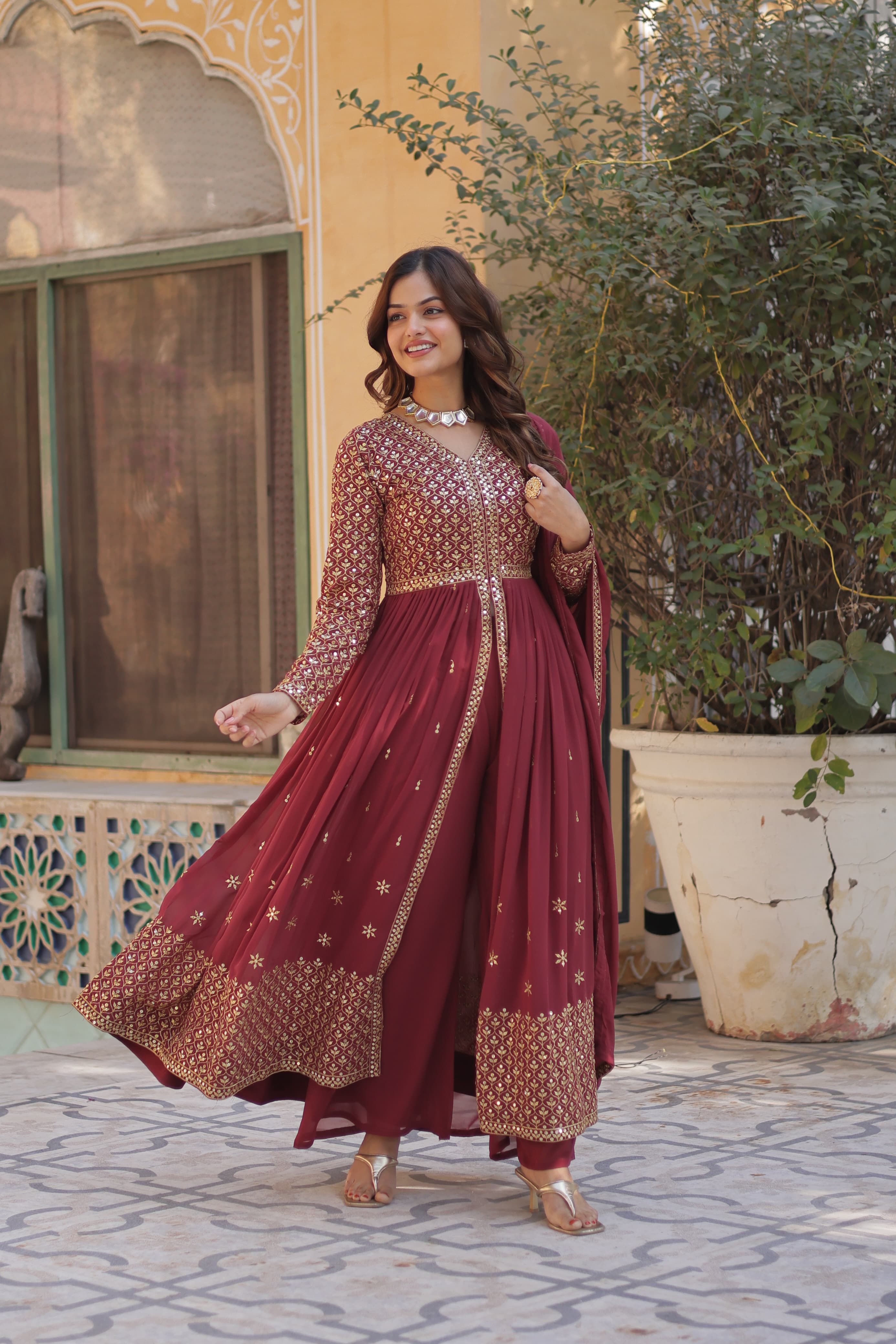  party wear gown with dupatta