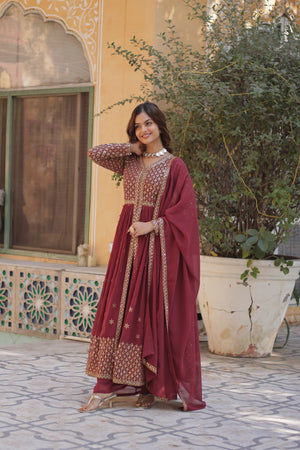  embroidered georgette gown