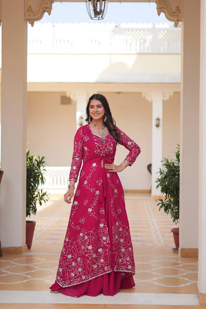 embroidered shrug set