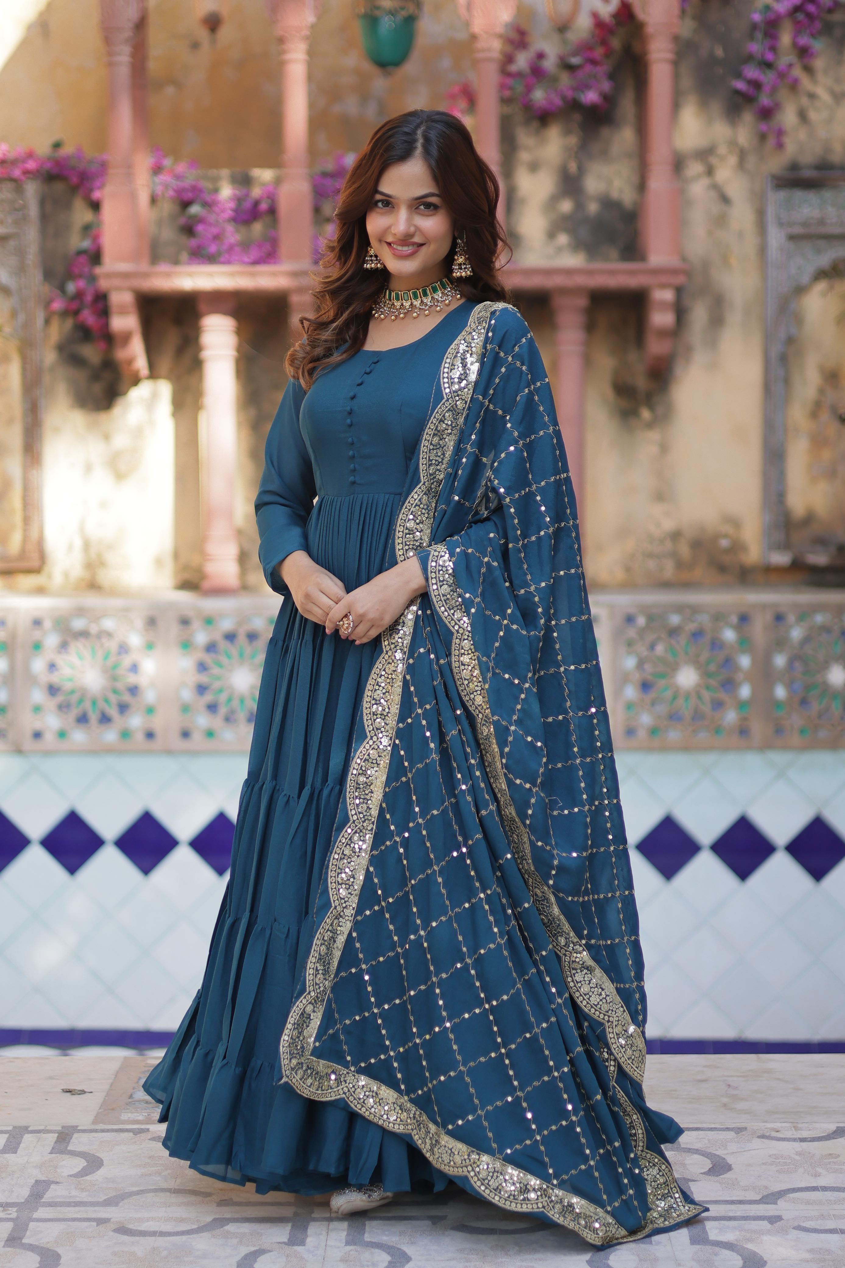 vastralyn Teal blue gown