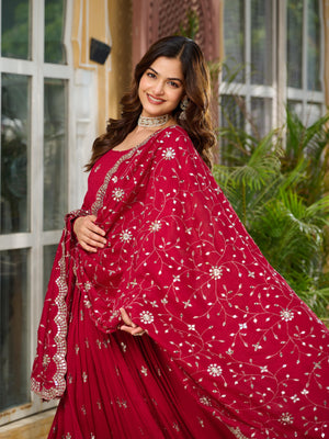 Vichitra silk gown with dupatta
