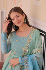 Blue organza gown