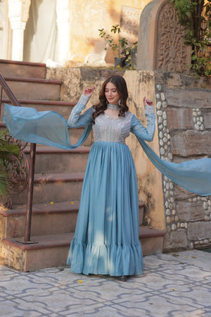 georgette gown with dupatta