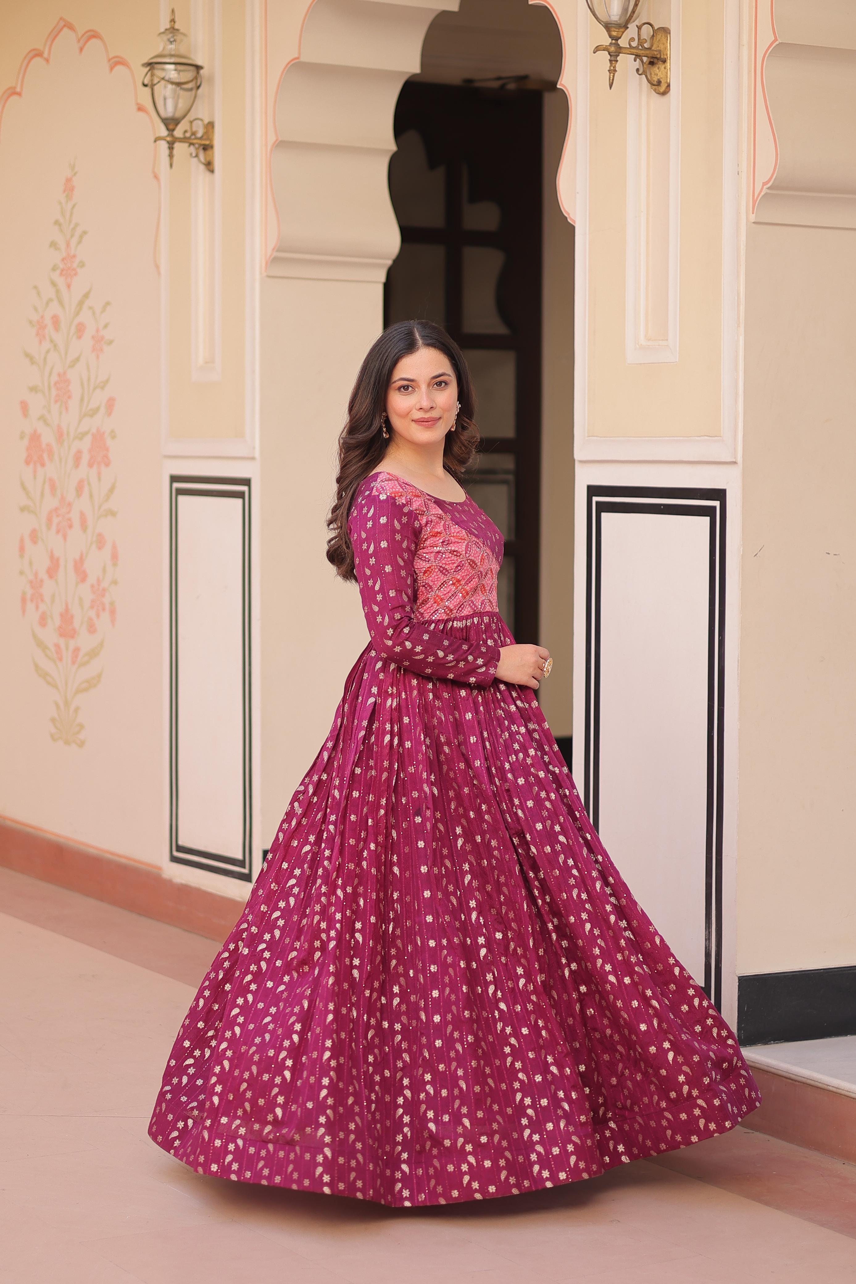 full sleeve printed gown