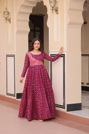 staple jacquard self design gown