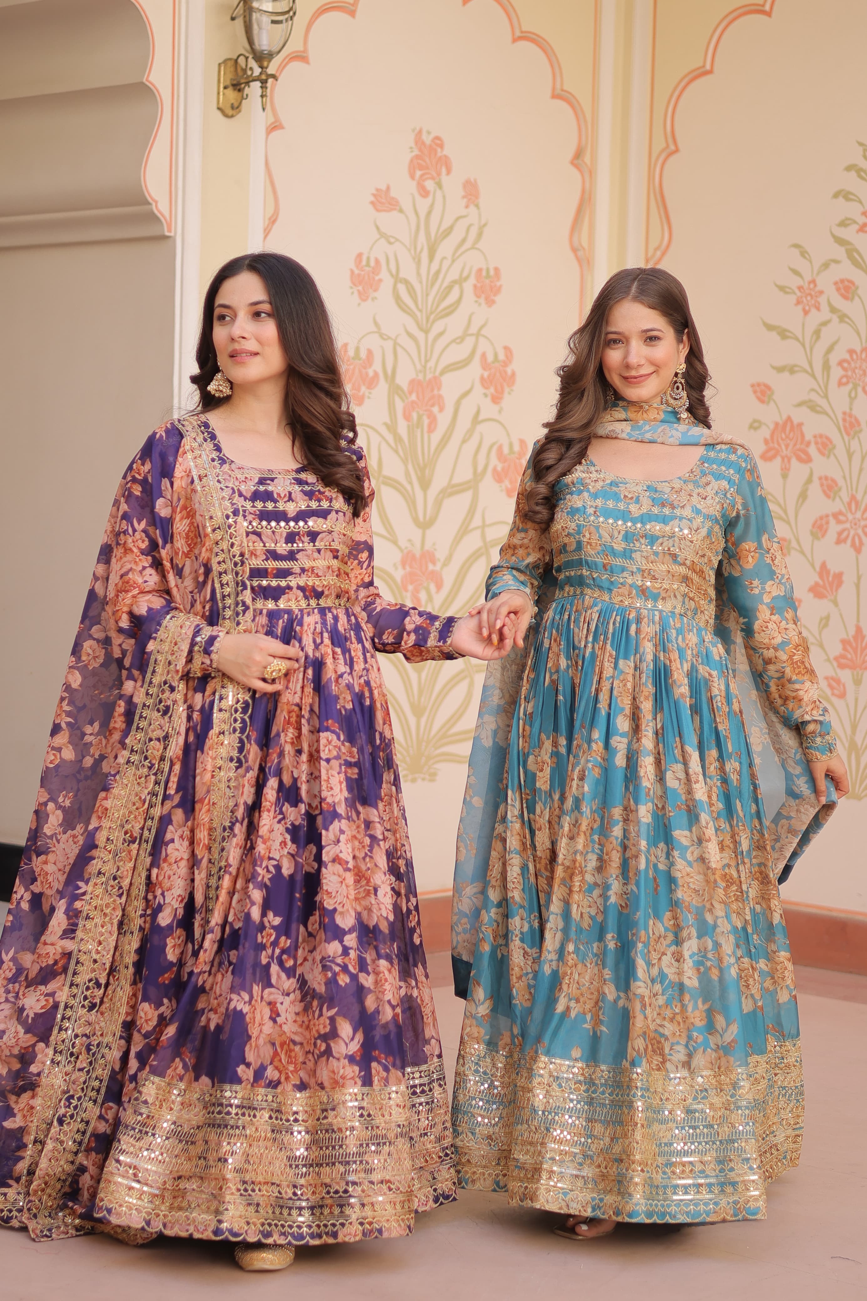 ethnic gown with dupatta