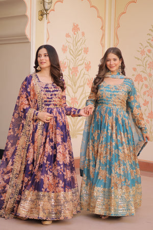 ethnic gown with dupatta